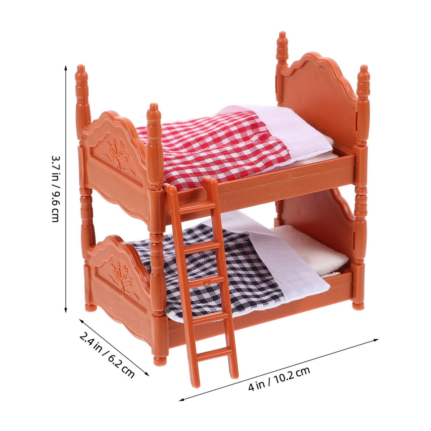 TOPPERFUN 2Pcs Dollhouse Bunk Bed, 4in Mini Bunkbed Furniture, Dollhouse Bed with Ladder, PVC Miniature Doll House Decorative Accessories for Mini Landscape DIY Kit