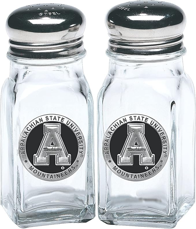 Heritage Pewter Appalachian State University Salt and Pepper Shaker Set of 2 Bottles | Expertly Crafted Pewter Glass