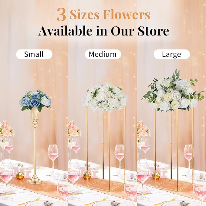 NUPTIO Wedding Floral Centerpieces for Tables: 6 Pcs Dusty Blue & White Fake Flower Ball for Weddings Party - Artificial Rose Arrangements for Birthday Bridal Shower Decorations