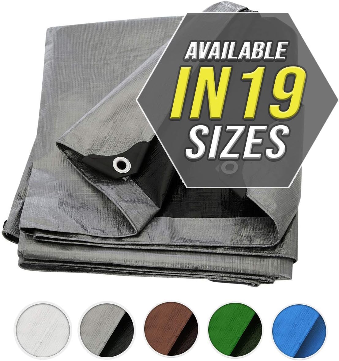 Large Waterproof Tarp - Heavy Duty 10 Mil Thick Poly Tarpaulin Ideal for Canopy Tents, Boats, RV or Pool Covers - Multipurpose Protective Tarps with Grommets for Indoor, Outdoor Use | 10' x 12' 2 Pack