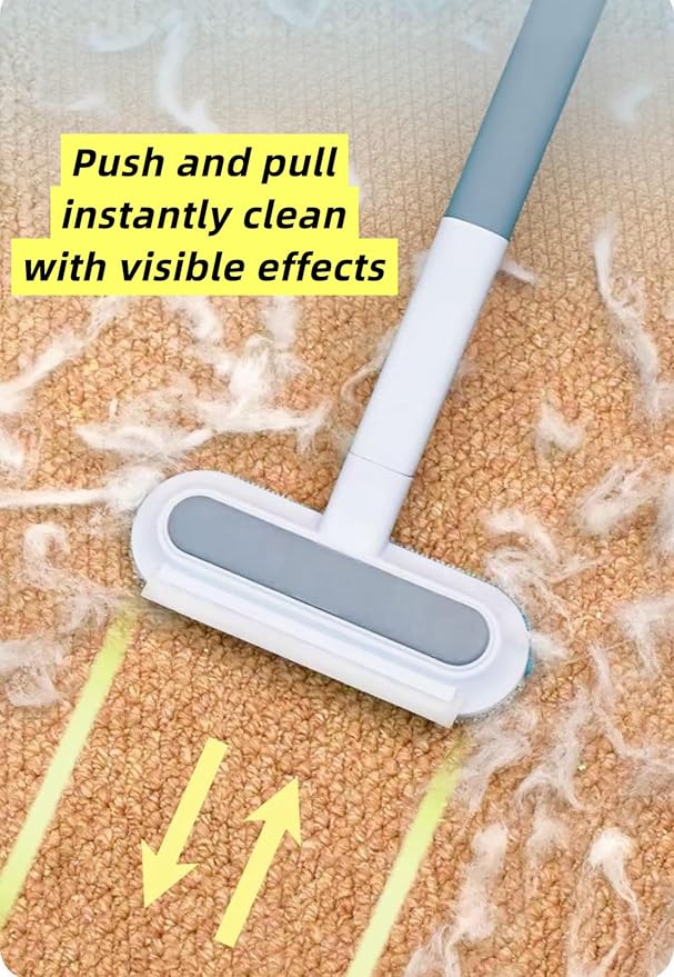 Pet Hair Removal Brush, Reusable Lint Remover for Sofa, Carpet, Clothes - Washable with 18in Extended Handle