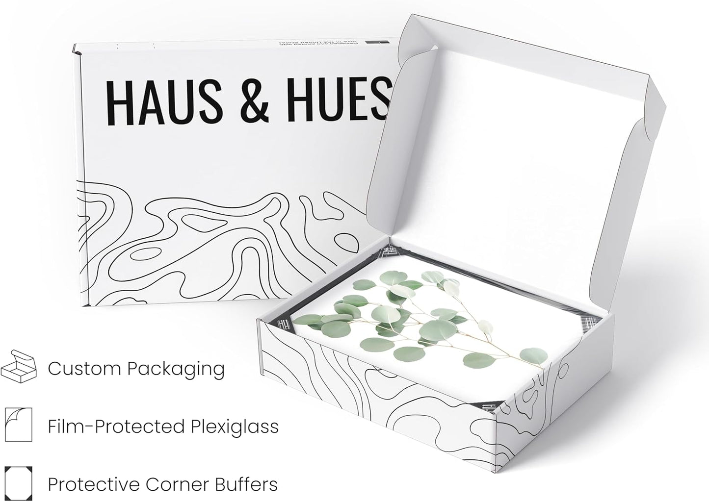 HAUS AND HUES Botanical Prints - Set of 4 Plant Pictures Wall Art - Eucalyptus Wall Decor - Black Aluminum Frame, 11x14