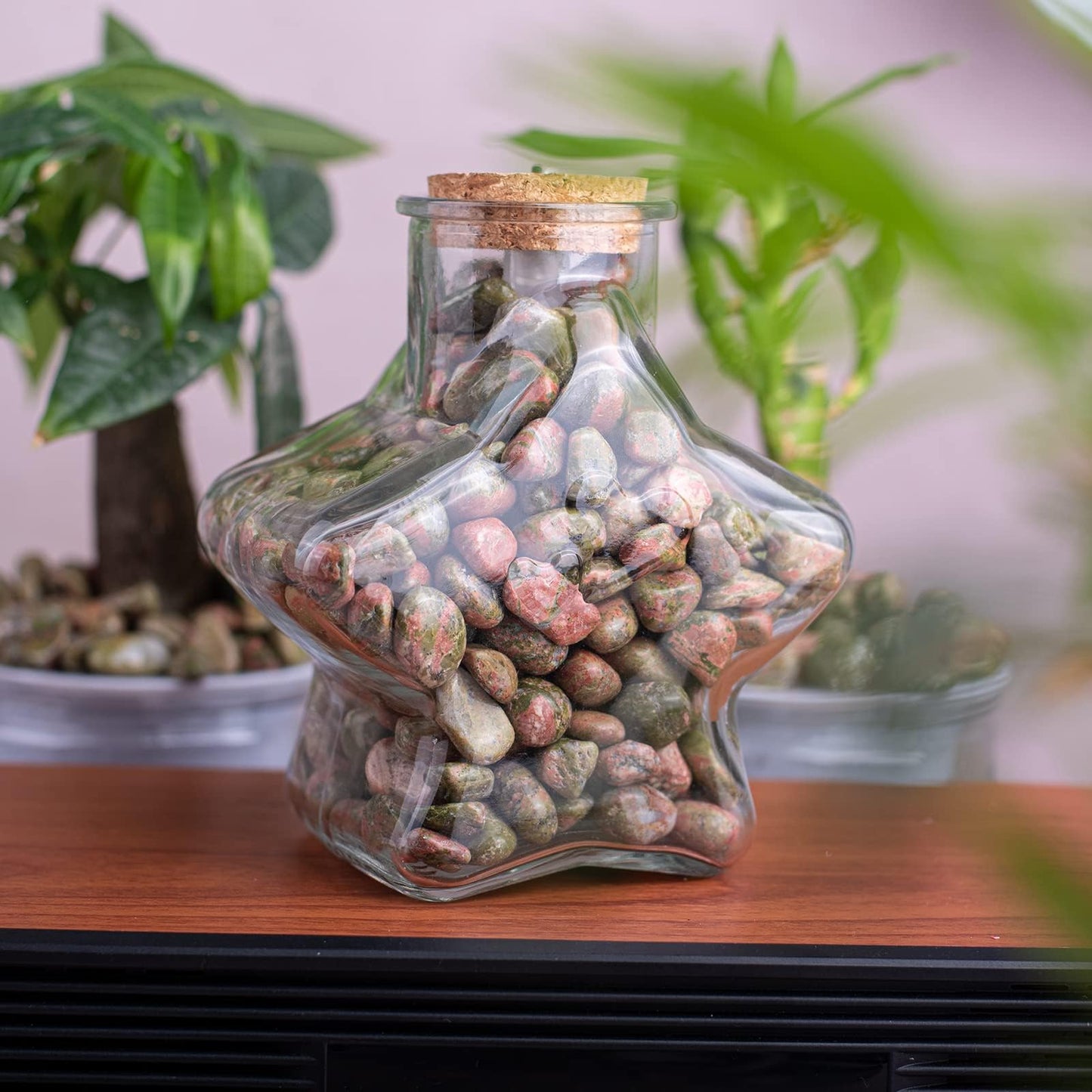 SigMntun Polished Unakite Crystal Set, 0.4", 128 Pcs - Handpicked Tumbled Stones and Crystals Bulk for Healing, Reiki, Meditation, Witchcraft and Home Decor