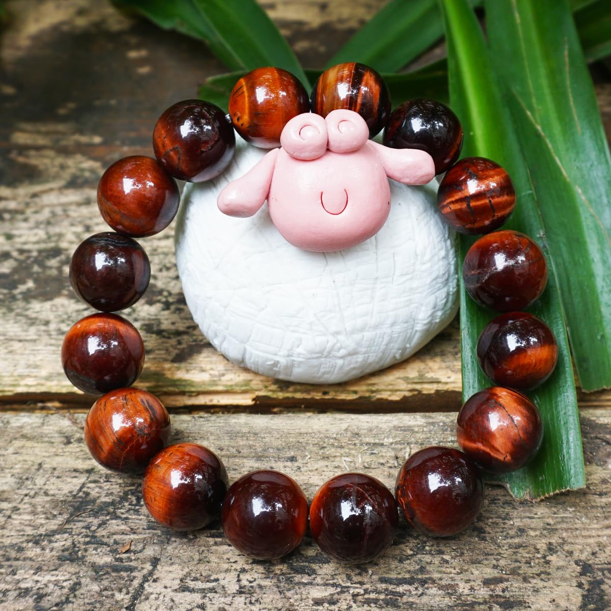 14MM Red Tigers Eye Bracelet for Unisex | Natural Healing Root Chakra Gemstones | Fits for 9" XLarge & Strong Wrist | Bring Luck & Fortune | Anxiety Stress Relief Spritual Gift for Friends Familys