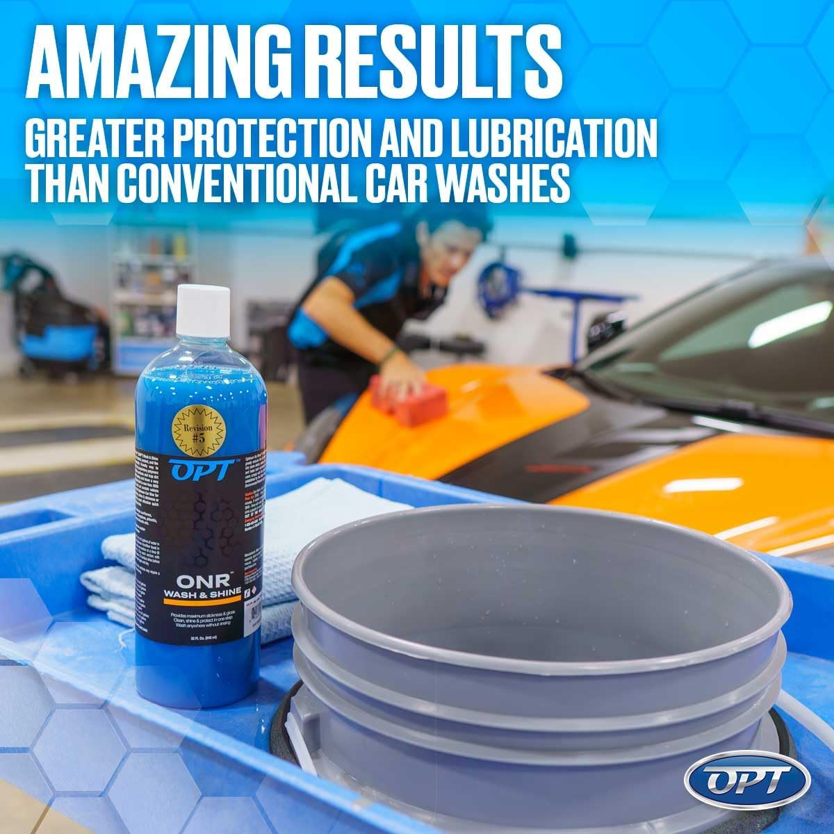 Optimum No Rinse Version 5 (32 Oz) and Big Red Sponge (BRS) Car Cleaning Kit, ONR Rinseless Car Wash and Wash Sponge for Washing and Auto Detailing