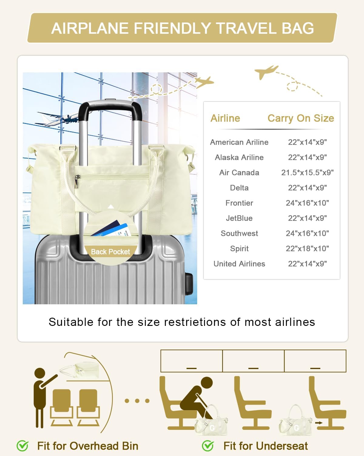 Initial Travel Duffel Bag Sports Gym Bag for Kids Teen Birthday Gifts,Beige Personalized Weekender Bag Carry On Dance Bags for Women Men,Waterproof Monogram Overnight Bag with Trolley Sleeve(Letter G)