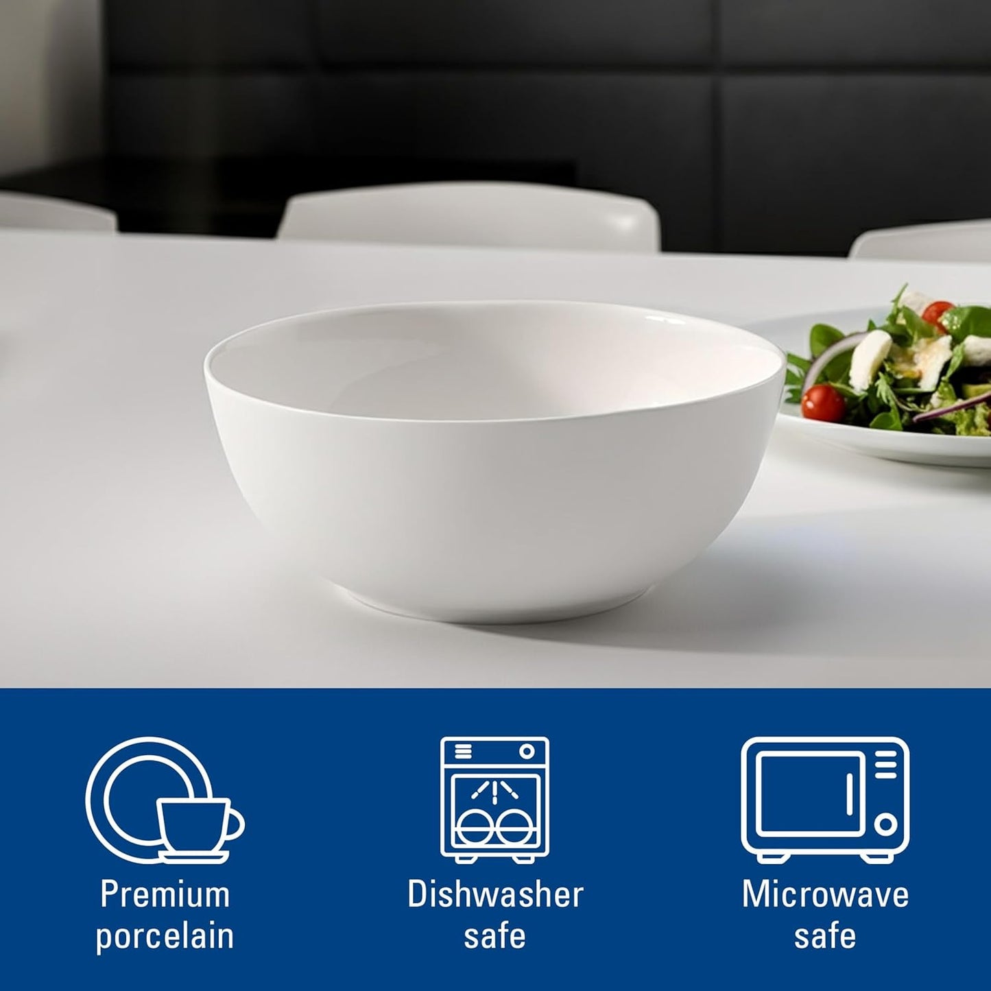Villeroy & Boch For Me Round Vegetable Bowl, 9 in, Premium Porcelain, White