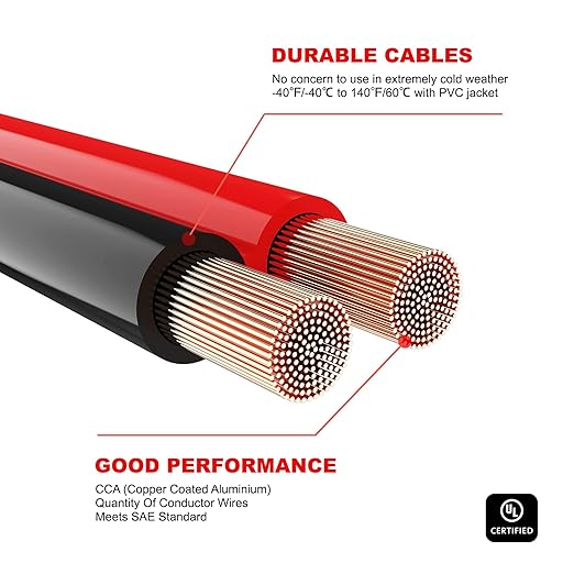 Jumper Cables for Car,8 Gauge 12 Feet Heavy Duty Booster Cable,Quick Connect Automotive Wires with Alligator Clips,Carrying Bag for Cars Trucks
