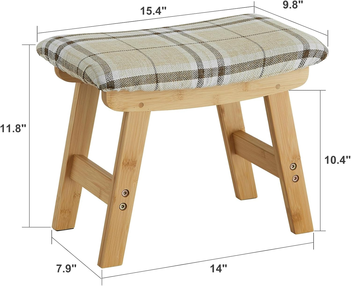 Foot Stool Ottoman Foot Rest Under Desk,Small Stool for Living Room, Bedroom and Kitchen (Natural Legs - Stripes Stool Surface)