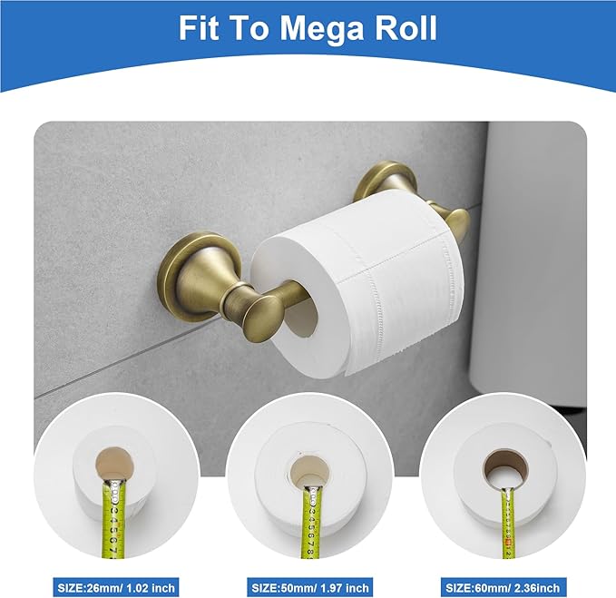 RUMOSE Toilet Paper Roll Holder Bathroom Flexible Pivoting Tissue Handle on Wall Mounted Antique Brass Rustproof Toilet Tissue Roll Holder,Stainless Steel