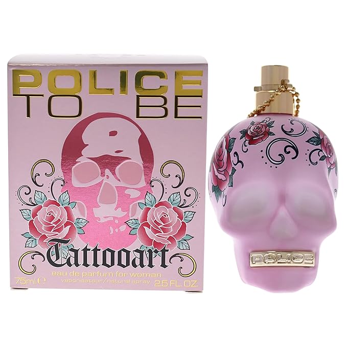 To Be Tattooart For Woman By Police - Fragrance For Women - Floral Fruity Gourmand Scent - Creamy Sandalwood And A Powdery-Sweet Marshmallow Accord - Eye-Catching Skull Bottle - 2.5 Oz EDP Spray