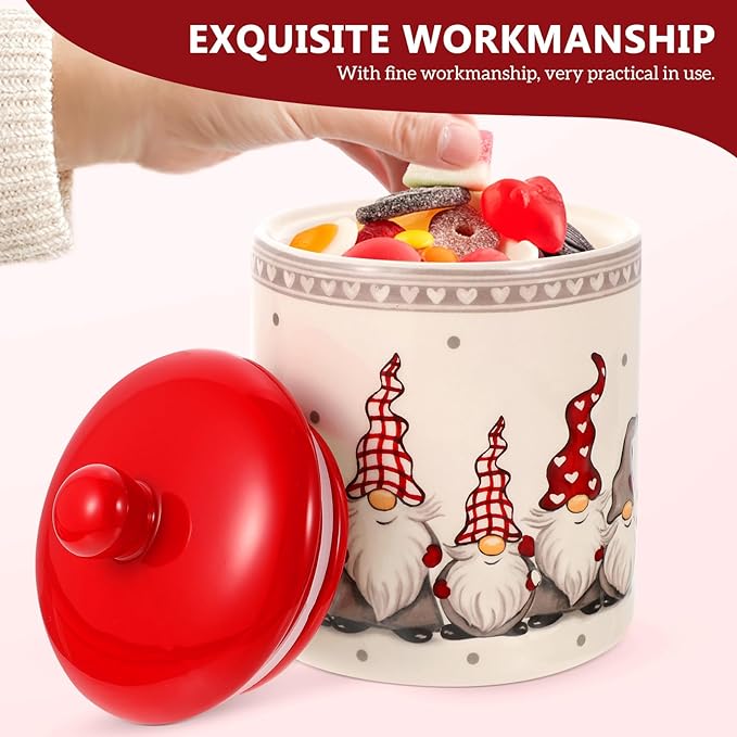 Angoily Cookie Jar, Christmas Gnome Candy Jar with Lids, Ceramic Treat Container Tea Can for Holiday Christmas Decoration Living Room Centerpieces