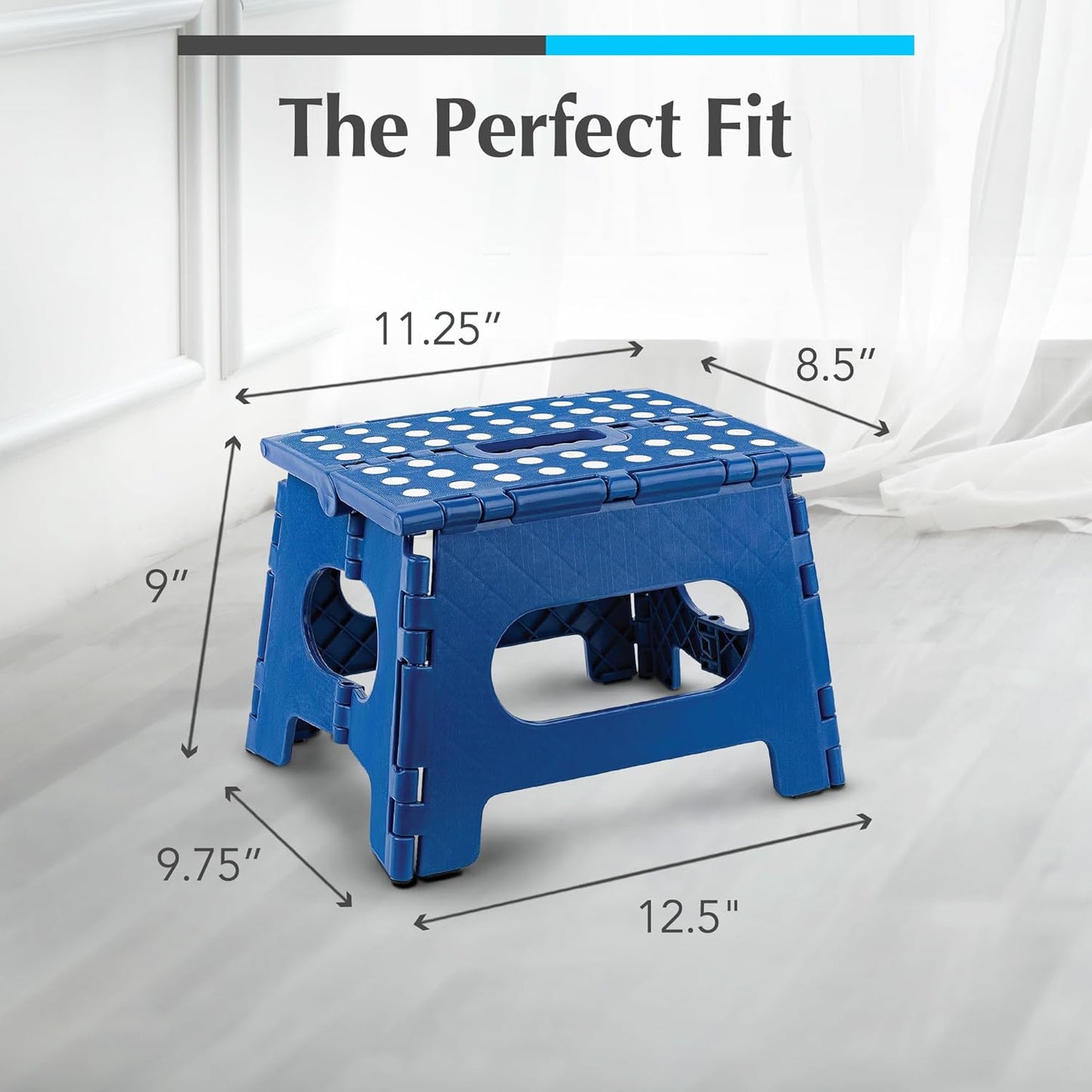 Handy Laundry Folding Lightweight Step Stool - Sturdy Enough to Support Adults and Safe Enough for Kids - Opens Easy with One Flip - Great for Kitchen, Bathroom or Bedroom (Blue)