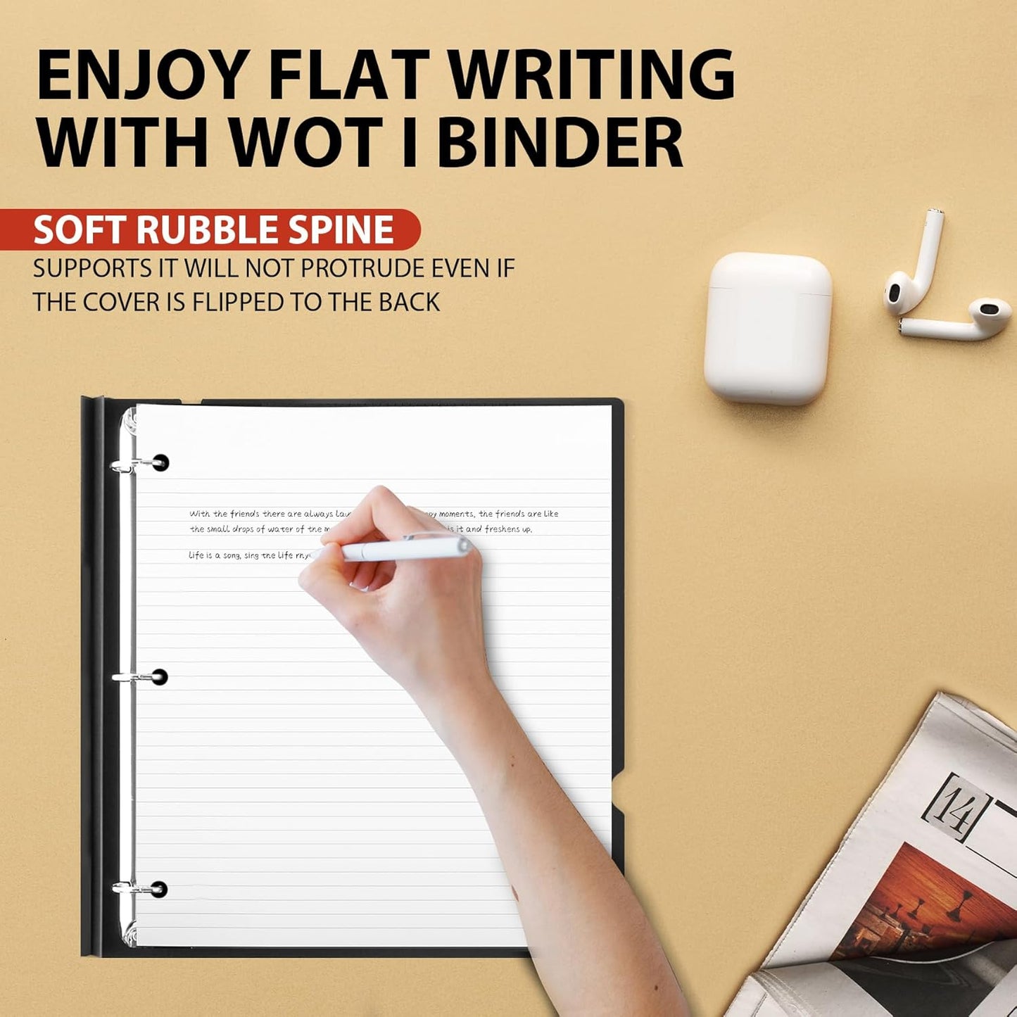 WOT I 4-Pack Telescoping 3 Ring Binder(0.75"), Expandable Flexible Binder - Patented Design for Easy Portability, Holds 160 Sheets, 4 Bright Colors, Perfect for School, Office&Home Organization