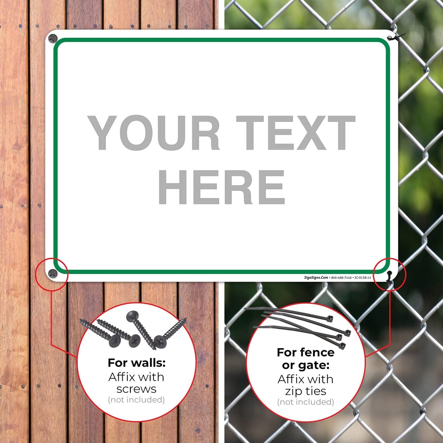Custom Sign, Personalized Metal Signs, Customize for Office, Business, Workplace, Home, Airbnb, Delivery Green Signs, 10x14 Inches, Rust Free .040 Aluminum, Fade Resistant, Made in USA by Sigo Signs