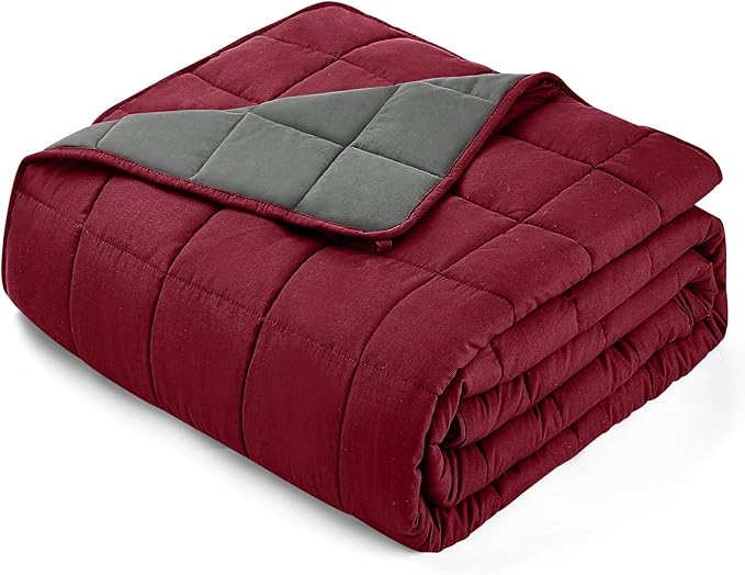 yescool Weighted Blanket for Adults (20 Lbs, 60”X 80”, Red Grey) Heavy Thick Bed Blanket Queen/Full Size for Sleeping Perfect for 190-210 Lbs, Cozy Gifts for Women, Machine Washable