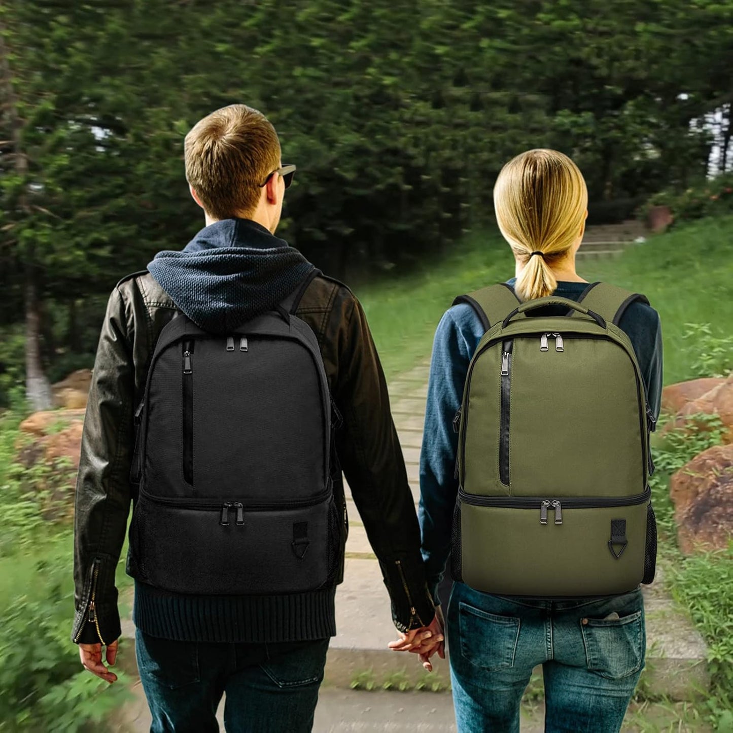 TUGUAN Insulated Cooler Backpack 38 Cans Double Deck Leakproof Lightweight Soft Lunch Backpack Small Cooler Bag Beach Picnic