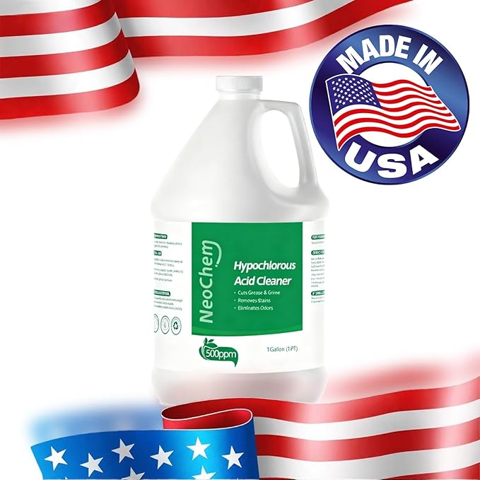 Hypochlorous Acid Cleaner, 500ppm Hypochlorous Acid,Cuts Grease, Removes Stains, Eliminates Odors - No Rinse, No Harsh Fumes, Biodegradable