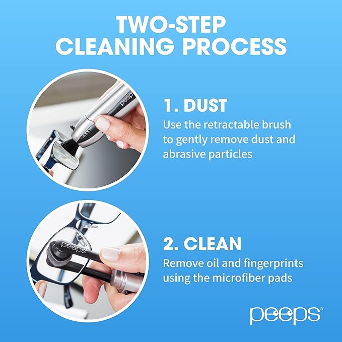 CarbonKlean Peeps Glasses Cleaner - for Eyeglasses, Reading Glasses, and More - Lens Cleaner with Carbon Microfiber Tech - Black - 3 Count