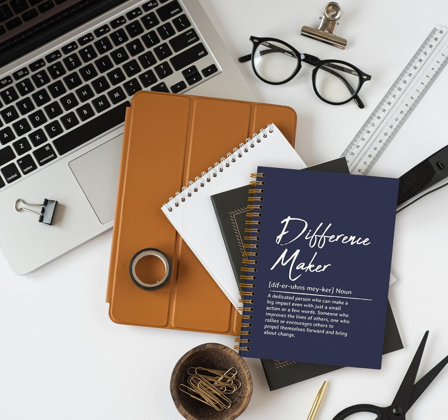 OXW Navy Blue Notebooks for Work, Difference Maker Gift Meeting Notebook Journal for Writing, Employee Appreciation Gifts, Thank You Gifts for Women Men Leader Mentor Boss Manager, 5.5"x8.3"