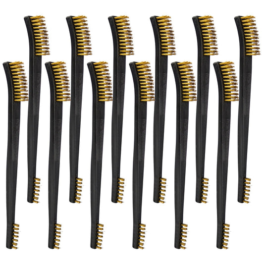 12 Pack Double-Ended Gun Cleaning Brushes Set, Brass Brush Gun Cleaning -Nylon Handle - All Purpose Cleaning Supplies Kit
