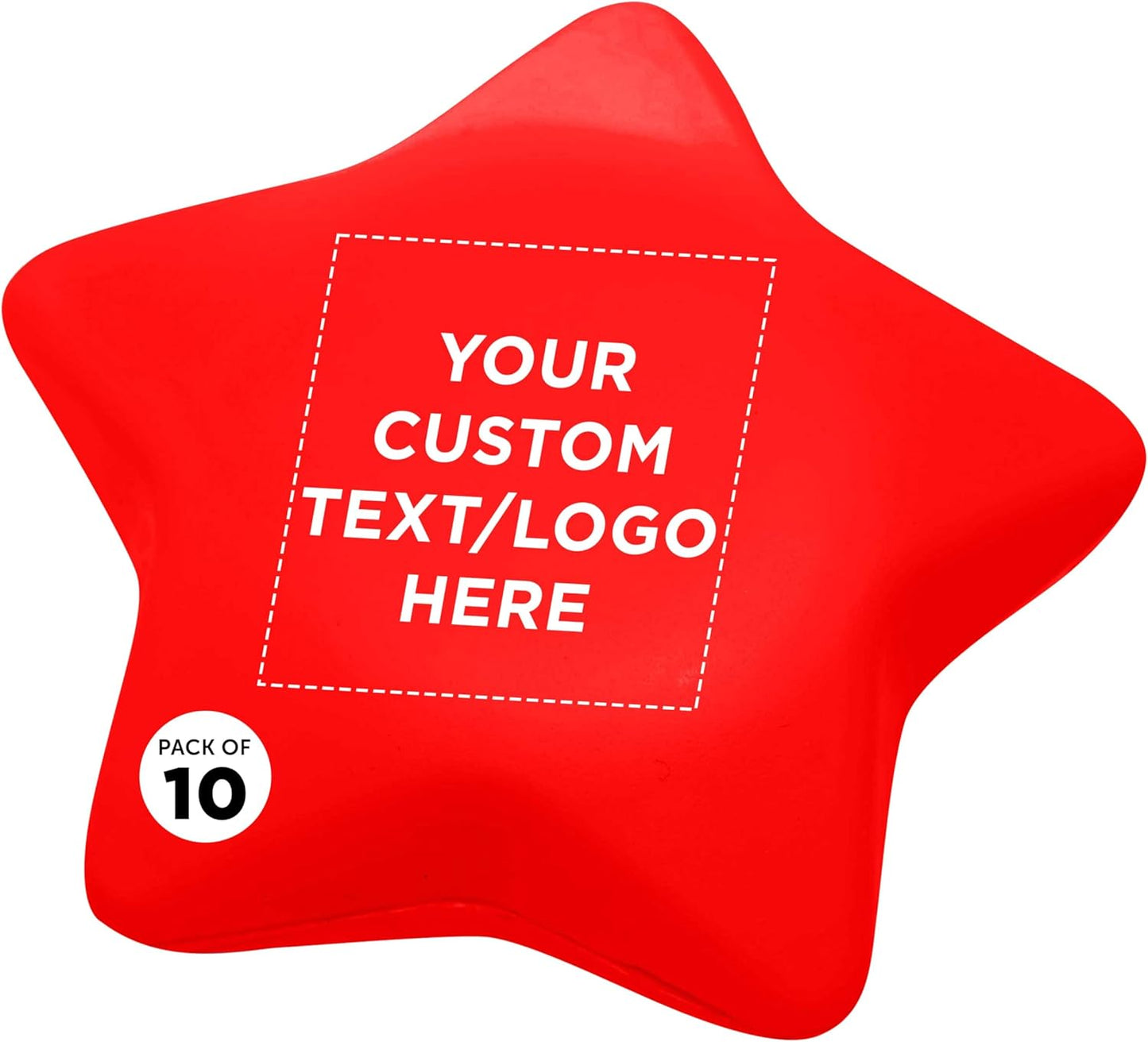 DISCOUNT PROMOS Custom Star Squeeze Balls Set of 10, Pesonalized Bulk Pack - Perfect for Promotional Giveaways - Red