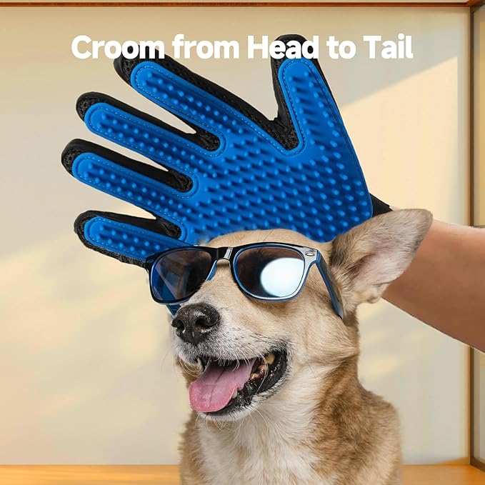 Pet Hair Removal Glove 2-in-1 Pet Grooming Glove for Dogs & Cats, Quick Shedding Control and Furniture Cleaning Reusable & Washable for Sofa Clothing Car Seat