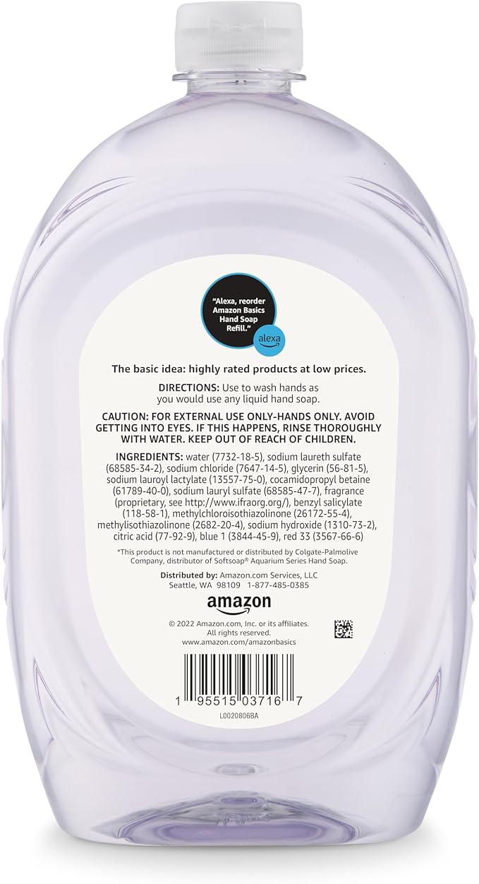 Amazon Basics Gentle & Mild Clear Liquid Hand Soap Refill, Triclosan-free, 50 Fluid Ounces, 1-Pack (Previously Solimo)