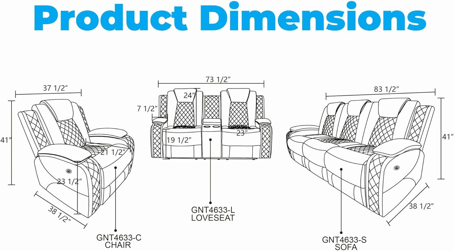 Loveseat Recliner Sofa, Reclining Loveseat Leather Couch with Storage Console, Modern Comfy Home Theater Seating Power Recliner Chair with Cup Holders for Living Room Furniture Sets, Red