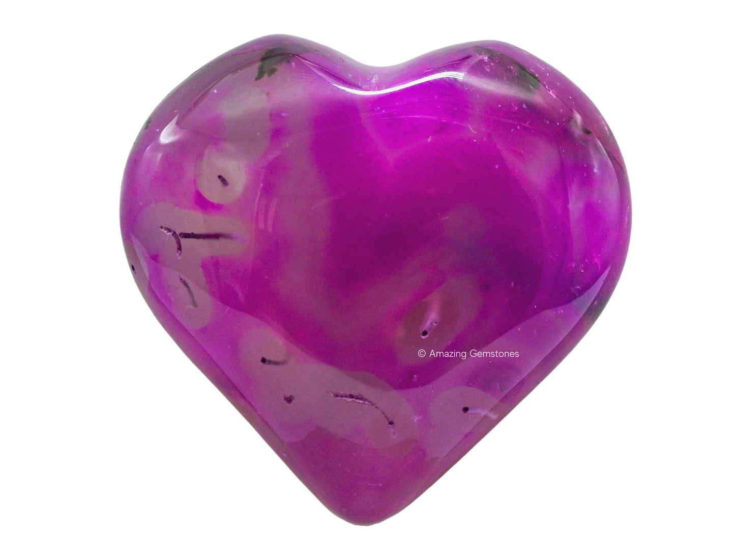 Amazing Gemstone Pink Onyx Agate Crystal Heart Palm Stone - Pocket Massage Worry Stone for Natural Body Chakra Balancing, Reiki Healing and Crystal Grid