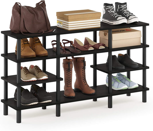 Furinno Turn-N-Tube 4-Tier Multipurpose Wide Shelf TV Stand, Espresso/Black