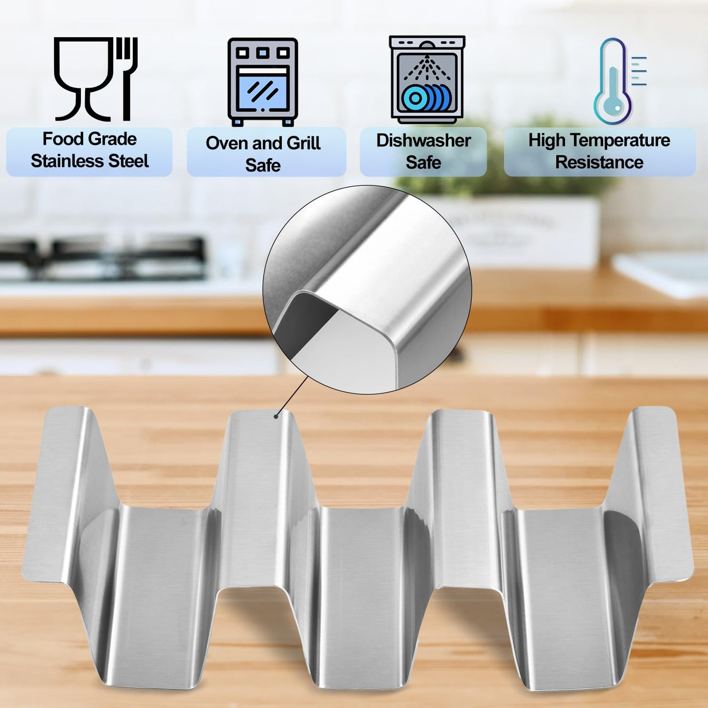 ARTTHOME. Taco Holders Set of 12 – Stainless Steel Durable Taco Stand for 3 Tacos, Dishwasher Safe, Perfect for Taco Night & Street Tacos
