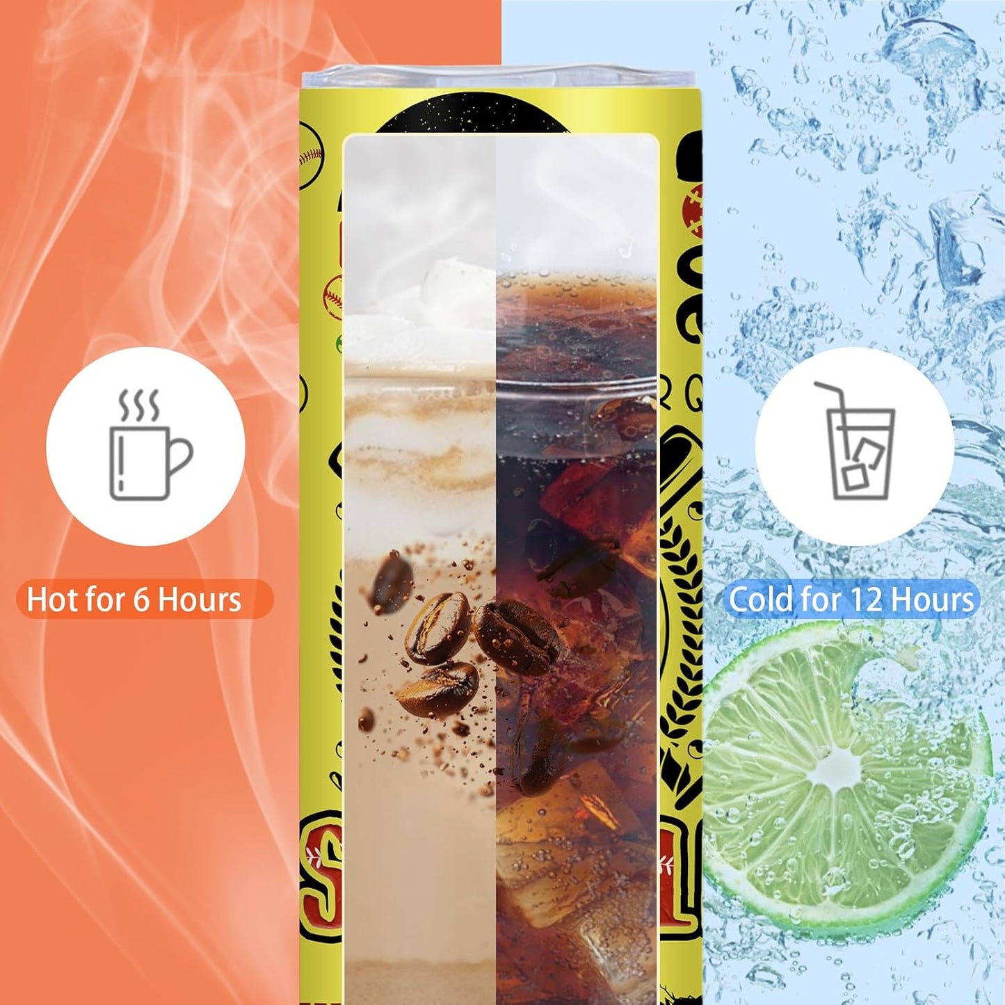 Softball Gifts - 20oz Insulated Stainless Steel Water Tumbler with Straw Lid, Leakproof, for Team, Girls, Travel - Softball Sport Lovers Birthday Gift Cup