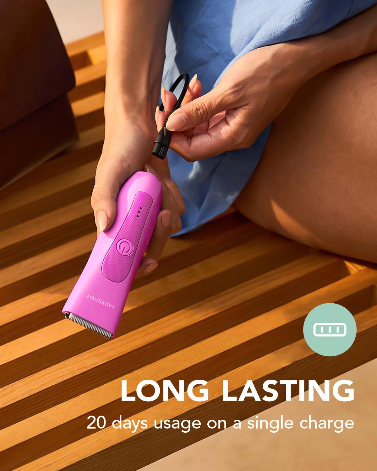 LADYSPOT™ Hair Shaver for Women, Shaving Sets with 3 Gurad and Replaceable Ceramic Blade Heads, No Nick, No Cut, No Razor Burn, Waterproof Wet/Dry, 90 Minutes Shaving (Women-Rosered-Version)