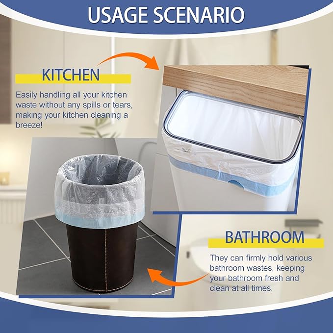 5 Gallon Trash Bags Drawstring 1.1 Mil - 150 Count 18 Liter Small Garbage Bags for Bathroom, Strong Unscented White Plastic Wastebasket Bin Liners for Kitchen Office Toilet and Bedroom