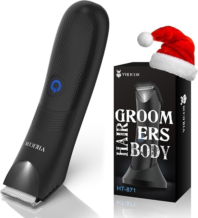 Manscape Trimmer for Men - No Nicks Electric Razor-Shaver for Balls/Pubic/Groin/Legs/Chest Hair Removal w/Light & Ceramic Blade, IPX7 Waterproof Body Groomer USB-C Charging, Gifts for Him Dad