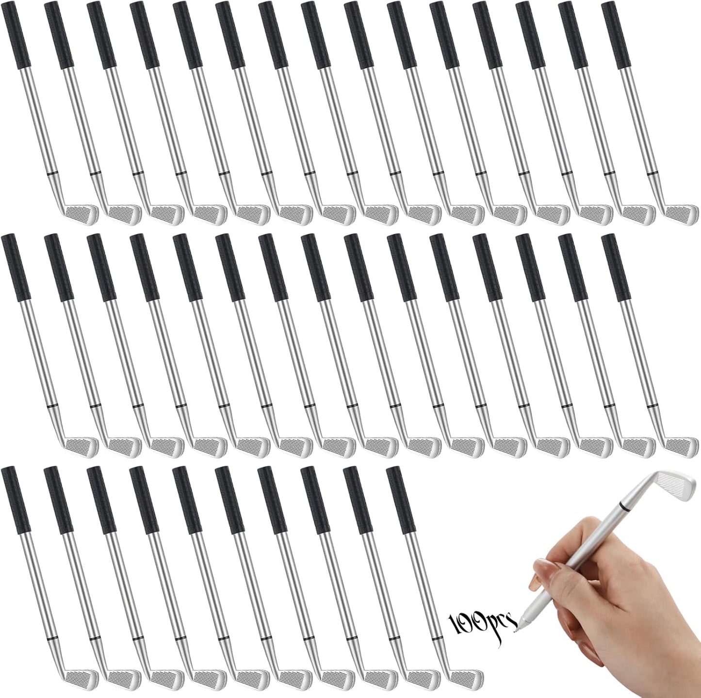 Lnrueg Mini Golf Club Ballpoint Pens 1.0mm 100 Pcs - Bulk Golf Pens for School, Office, Souvenirs, Golfing Club Props, Black Ink
