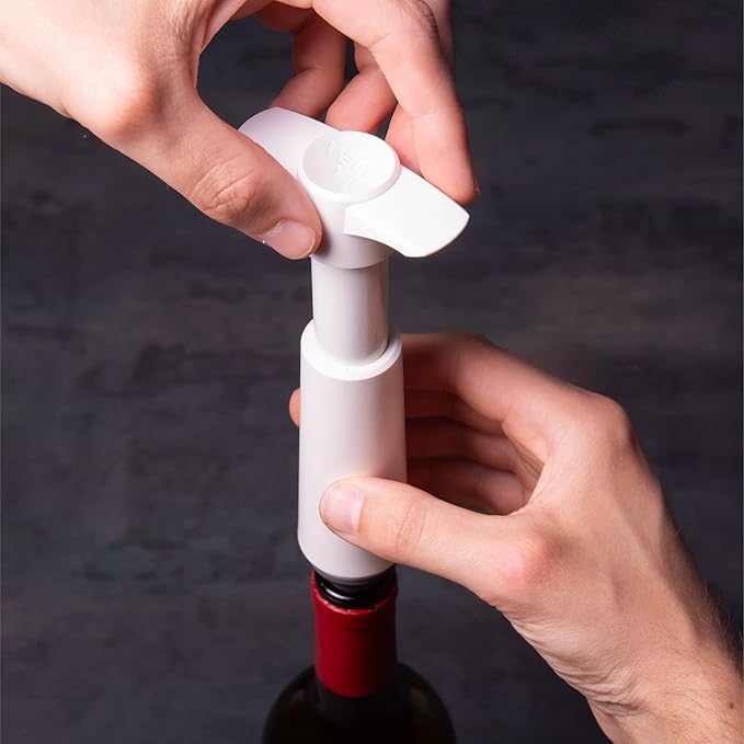 Vacu Vin Original Wine Saver with 2 Vacuum Bottle Stoppers – White Wine Preserver Pump for Red or White Wine – Manual Air Remover System – Airtight Seal – Keep Wine Fresh Longer