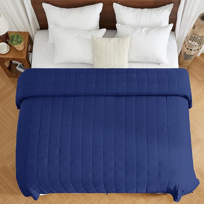 yescool Weighted Blanket for Adults (20 lbs, 88” x 104”, Blue) Cooling Heavy Blanket for Sleeping Perfect for 190-210 lbs, Queen Size Breathable Blanket with Premium Glass Bead, Machine Washable
