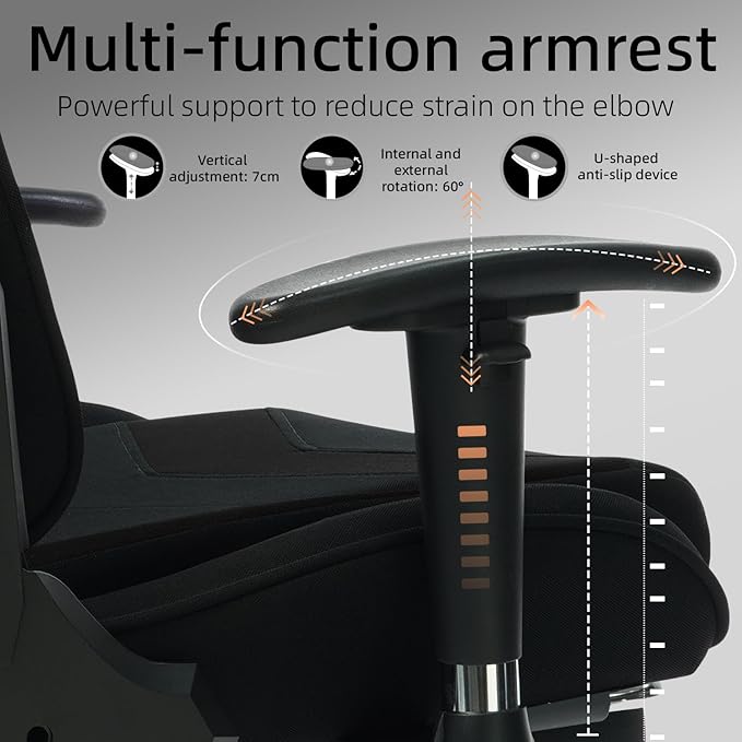 Fabric Gaming Chair, Skin-Friendly and Breathable, Manufactured by A Reputable Manufacturer, Safe and Stable, Specially Designed for Gaming.with Footrest Mg(1005-Black)