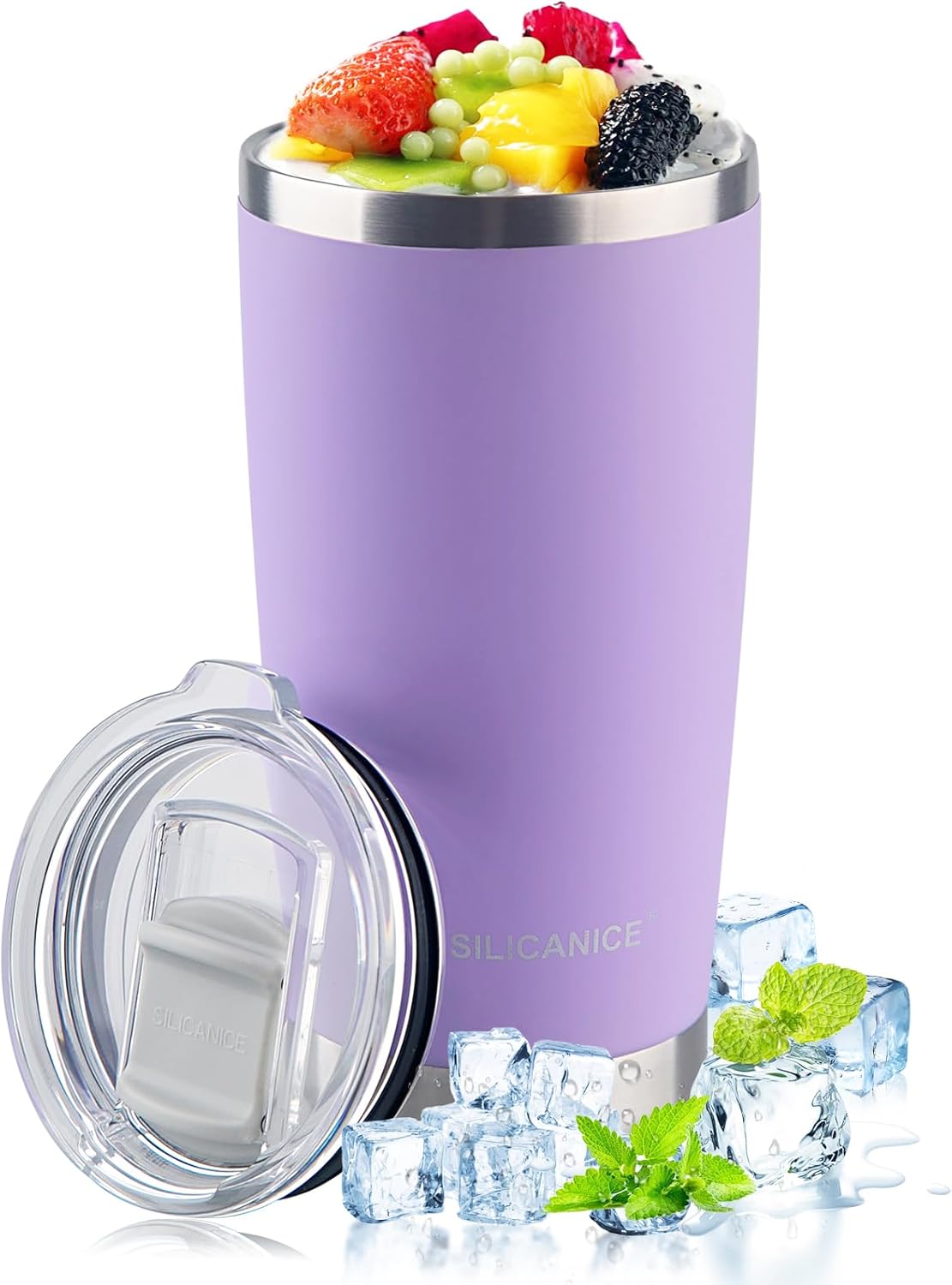 Purple 20 oz Coffee Tumbler With Lid Spillproof Cup Lid with Ball Plunger,Iced & Hot Bottle, Travel Coffee Mug,Car Cup Holder Friendly Gift For Women,Scratch Resistant Coated