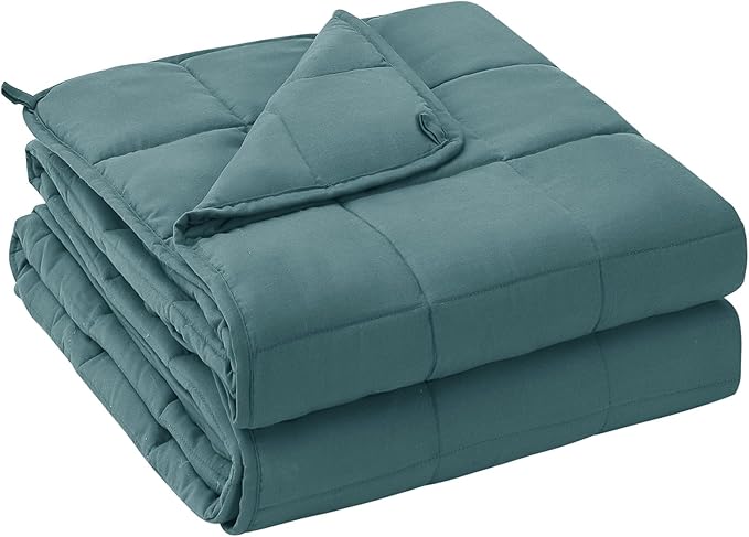 yescool Weighted Blanket for Adults (12 lbs, 60" x 80", Teal) Cooling Heavy Blanket for Sleeping Perfect for 110-130 lbs, Queen Size Breathable Blanket with Premium Glass Bead, Machine Washable