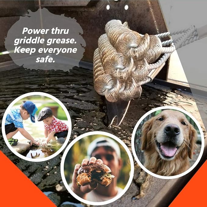 Grill Brush and Scraper - Bristle Free Stainless Steel BBQ Cleaning Tool - No Wire Scrubber Best for Gas/Charcoal/Porcelain Grill Grates - Safe Barbeque Accessories