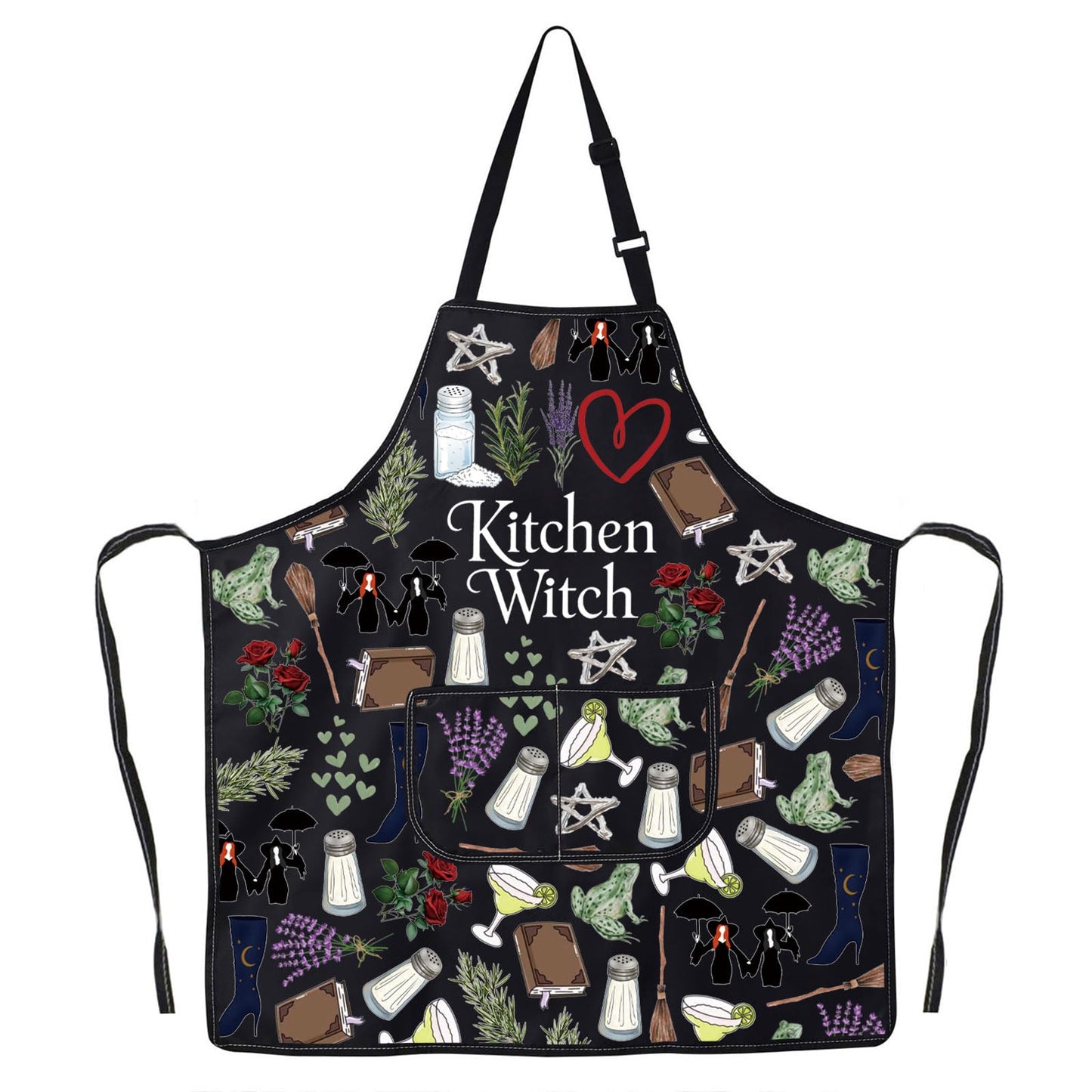 JNIAP Witches Kitchen Apron Salt Rosemary Lavender Love Gifts Magic Witchcraft Apron Witchy Gothic Gifts Witches Apron (witch ap)