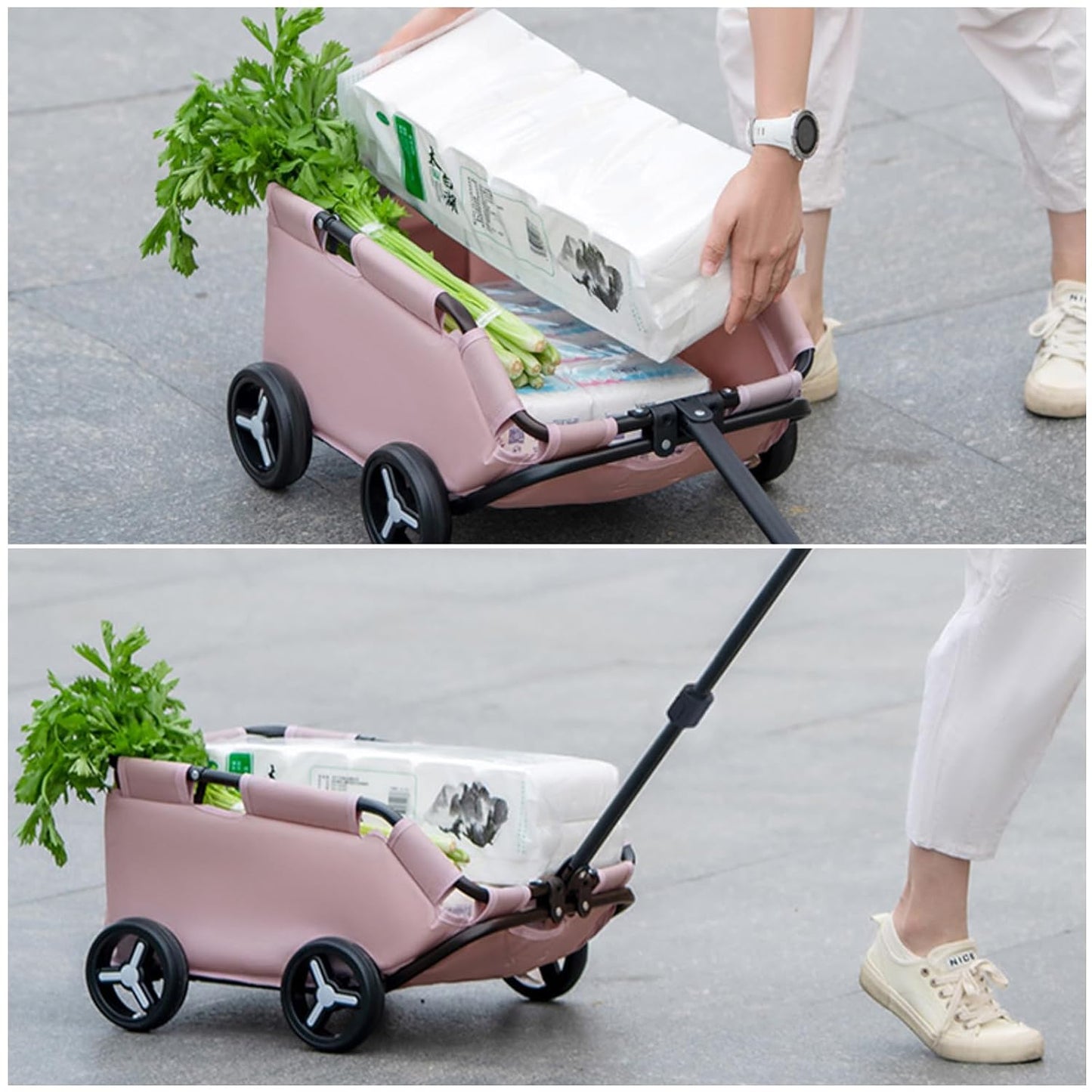 Dog Stroller 4 Wheels Folding Dog Cart Pet Stroller for Travelling Shopping Walking Playing for Small Dogs Cats (Plaid Blue)