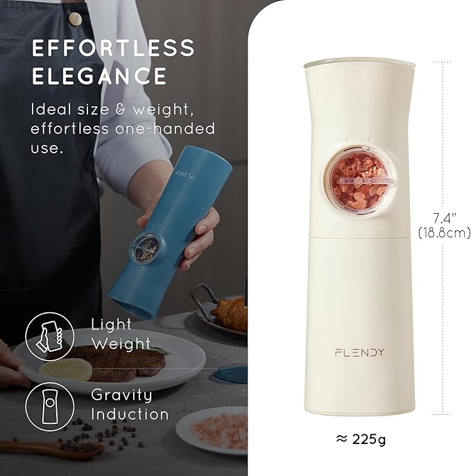 Gravity Electric Salt and Pepper Grinder Set Rechargeable, Automatic Salt and Pepper Grinder Set with USB C Charging Base, Gravity Salt and Pepper Shakers Set Electric