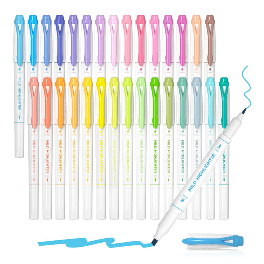 Shuttle Art 30 Colors Highlighters, Pastel Highlighter Pens Assorted Colors, Dual Tip Mild Color Markers, Perfect for Adults Teachers Students Underlining, Highlighting for Home School Office
