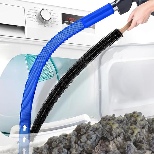 2 Pieces Dryer Vent Cleaner Kit Compatible with All Vacuum Cleaner, Dryer Lint Brush and Vacuum Hose Attachment, Quickly Lint Remover, Deep Blue
