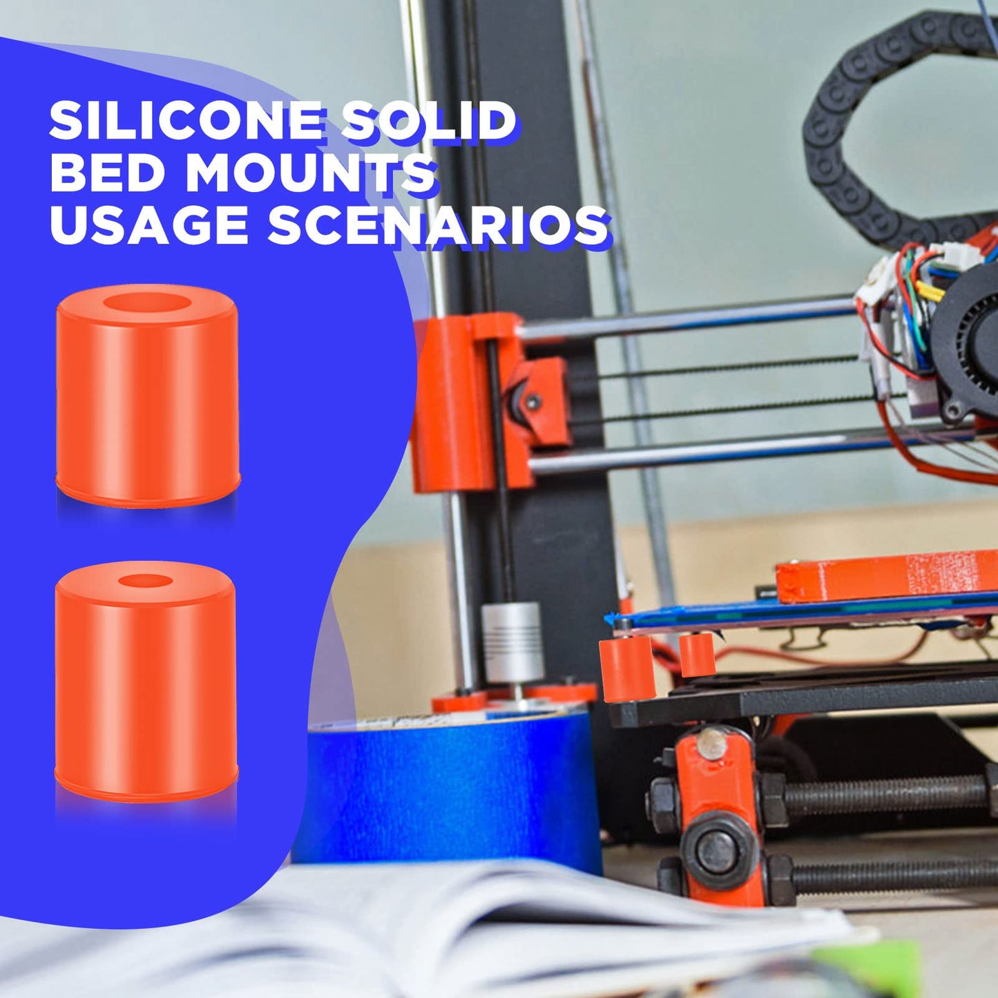 12 Pcs 3D Printer Heatbed Parts Silicone Leveling Solid Bed Mount Heat Resistant 3D Printer Parts Compatible With Cr-10 Ender 3