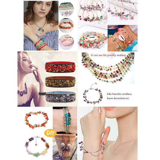 jodaying 7-8mm Natural Yellow Opal Gemstone Chips Healing Gravel Bracelets Necklace Kit Irregular Tumble Stone Beads DIY Crafts Design Jewelry Making 32"